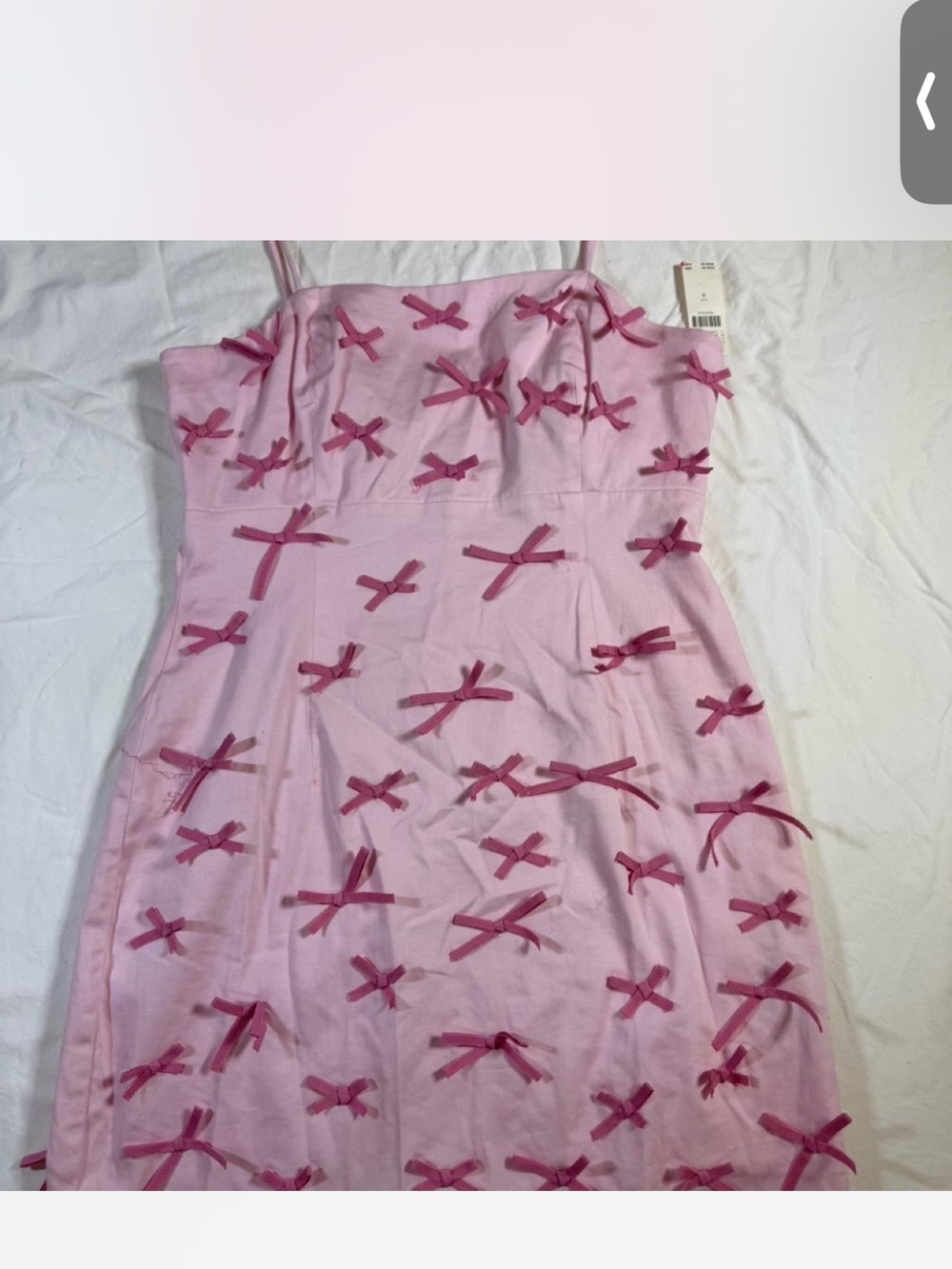NWT Anthropologie Pink Bow-Embellished Mini Dress - Picture 2 of 11